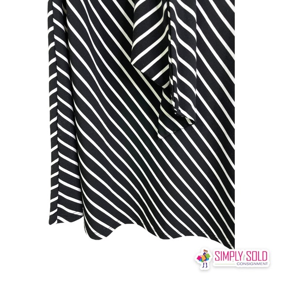 White House Black Market Women's Blouse Strapless Black White Striped Backless M - Picture 7 of 8